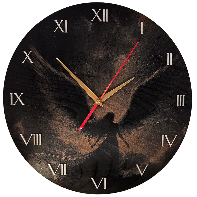 Wings of dark times wall clock